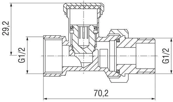 Ferro radiatoriaus vožtuvas tiesus 1/2'' ZP2Y