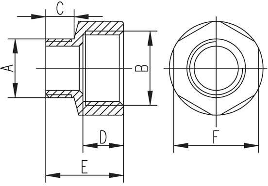 Ferro 1 x 1 1/4 colio žalvarinė vidinė-vidinė sriegio reduktorius (RN06Z)