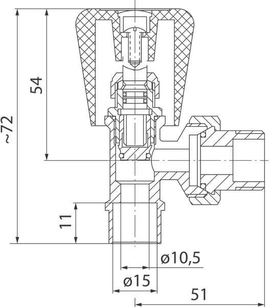 Ferro Radiatoriaus kampinis vožtuvas 1/2'' ZG5LY