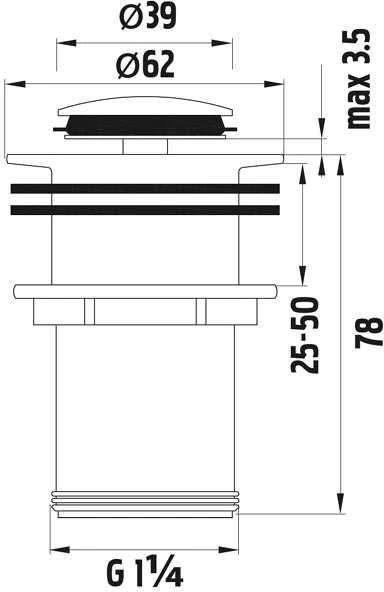 Ferro automatinis spragtelėjimo kamštis 5/4'' mažas chromuotas (S283B)