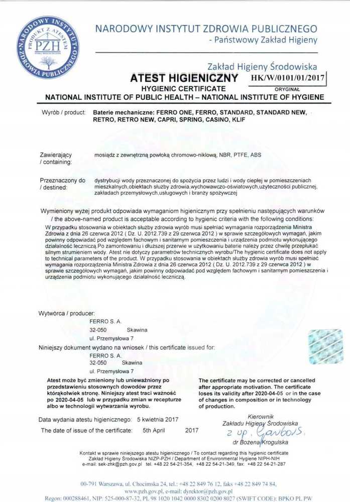 Dušo maišytuvas Ferro BAT. ONE NATRYSKOWA BEZ NATRYSKU CHROM // BF.BFO7