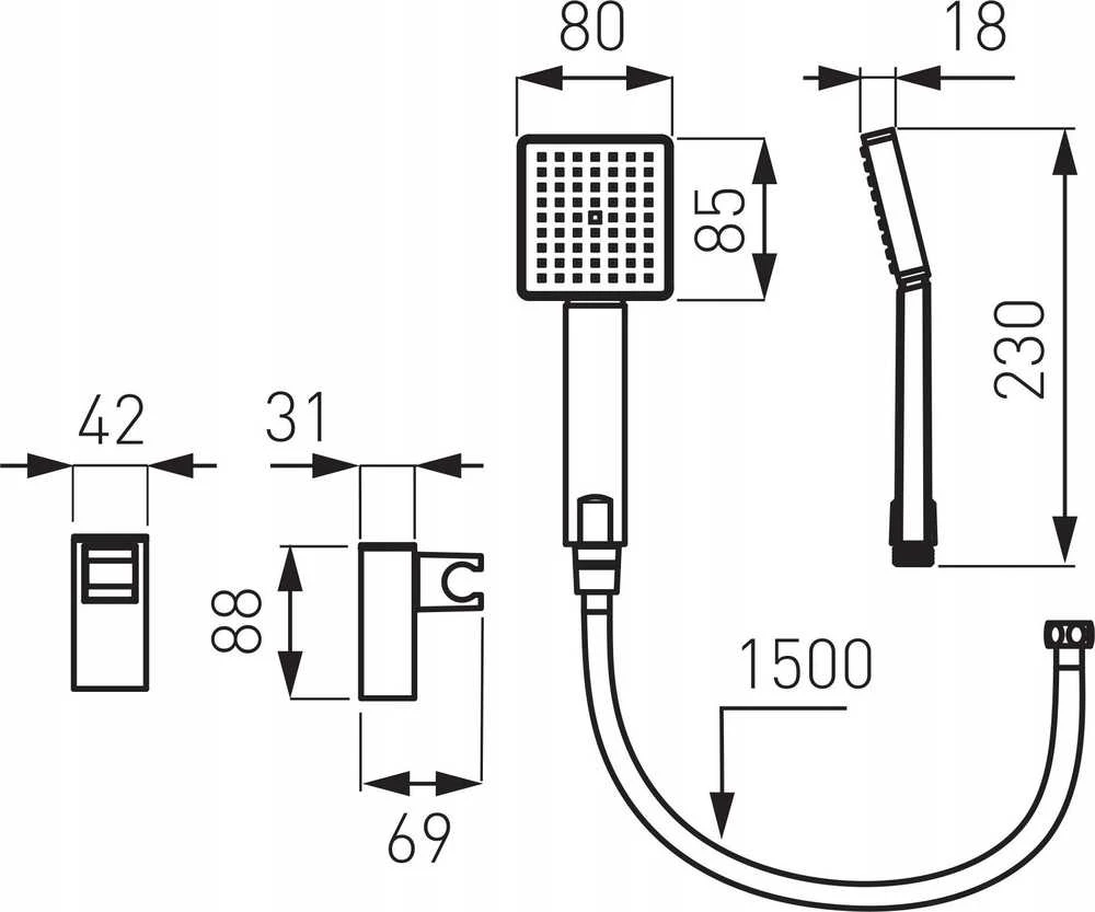 Ferro U190VL-B dušo komplektas AMIGO VERDELINE 1F SPOT SHOWER SET, CHROME // N.00.F. AMIGO-U190