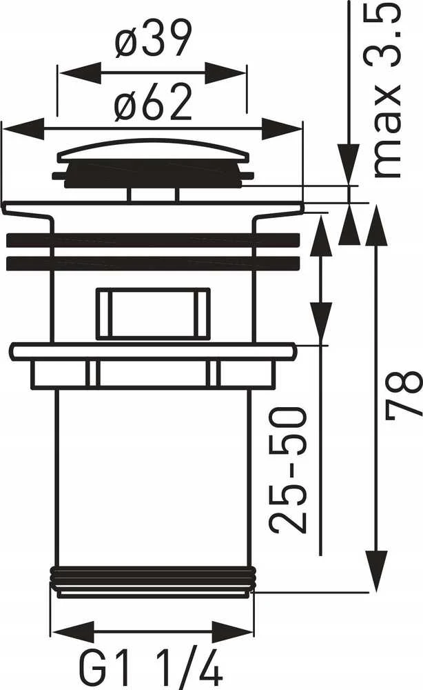 Praustuvo sifono vožtuvas Ferro, juodas/chromuotas S283-BL-B