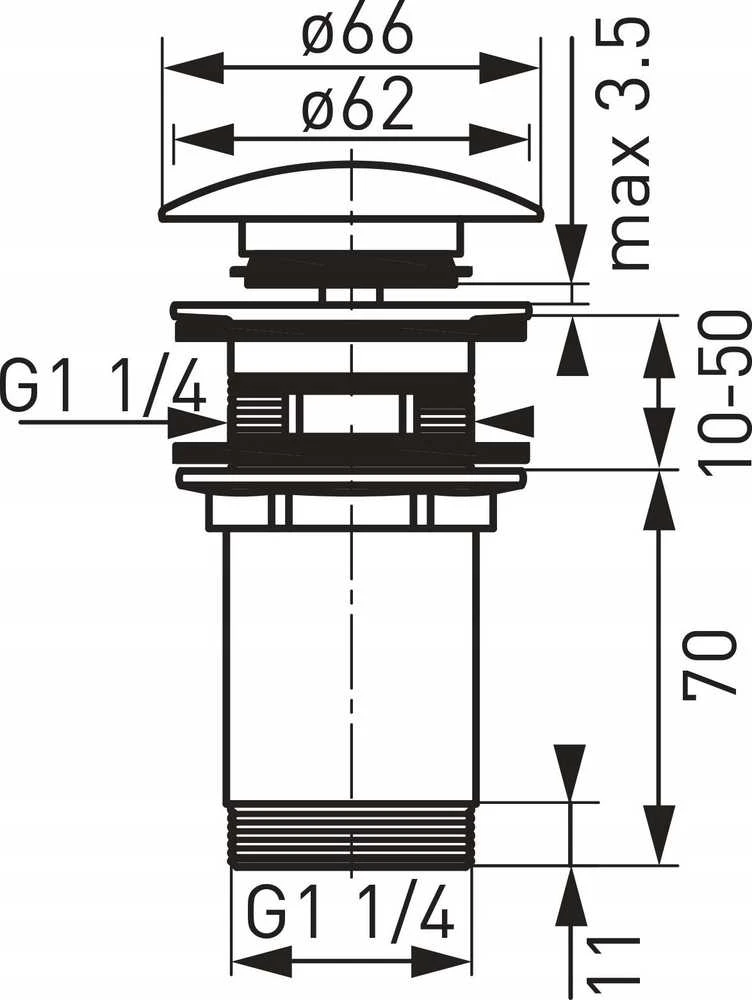 Ferro S285-BL-B SPUST/KOREK KLIK-KLAK ROTONDO Z PRZELEWEM G5/4 JUODA // S.SPUST.KLIK-KLAK-F-S285-BL-B