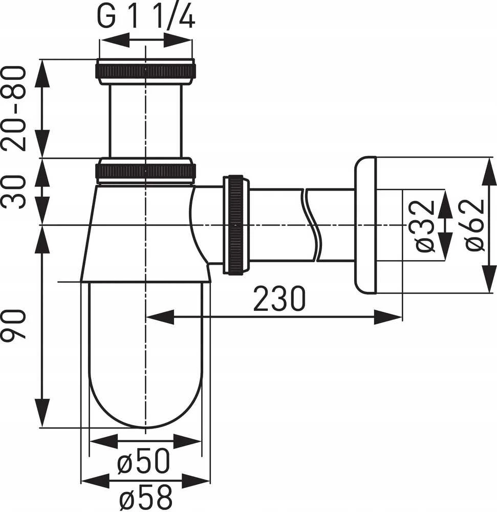 Praustuvo sifonas Ferro, juodas S30-BL
