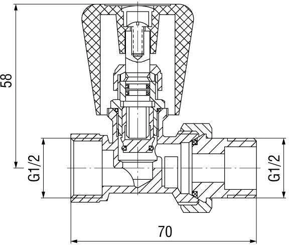 Ferro radiatoriaus vožtuvas tiesus 1/2'' ZG2Y