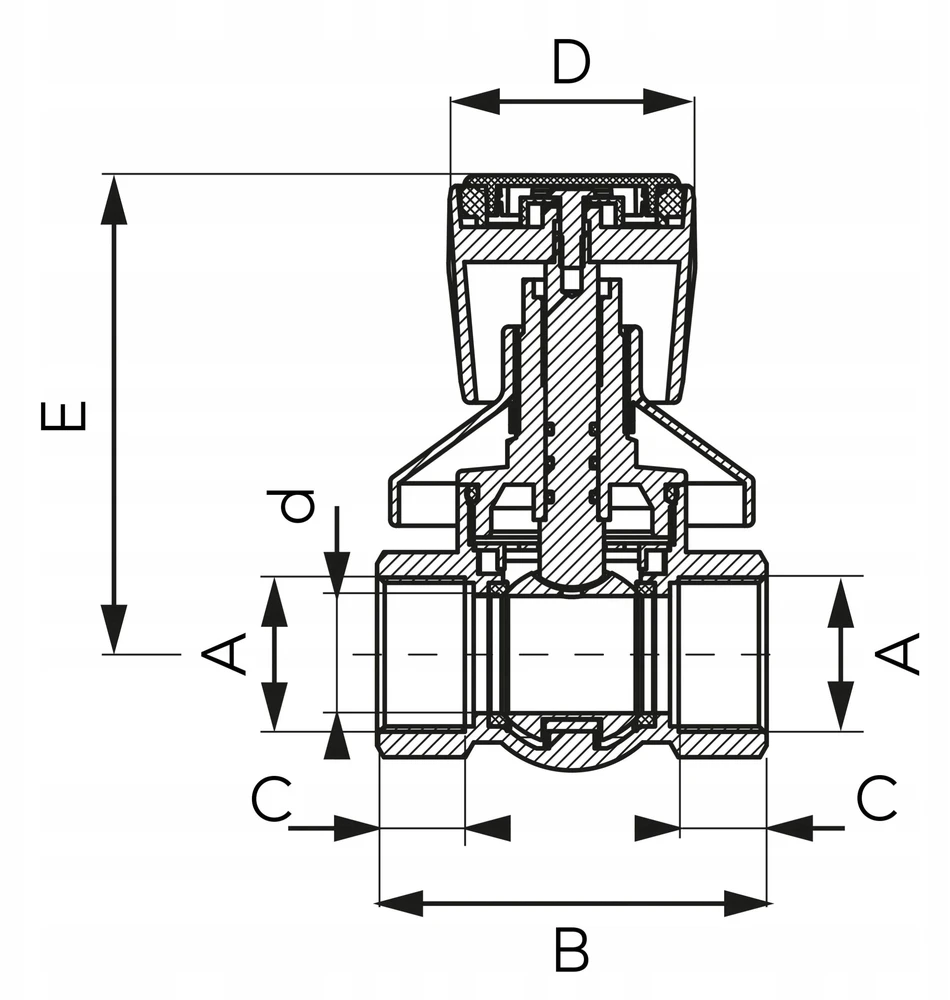 Ferro rutulinis ventilis potinkinis, vidinis-vidinis su rankenėle ir rozete, 3/4, F-Power