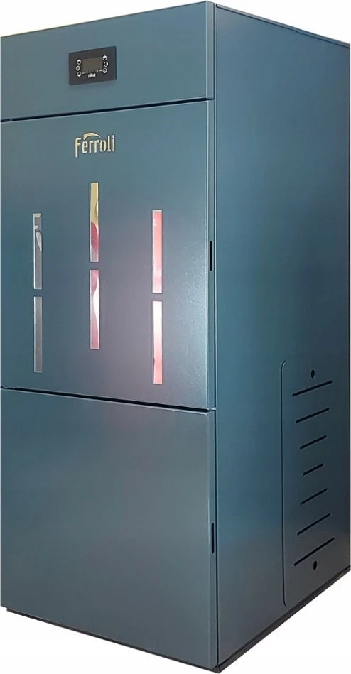 „Ferroli BIOPELLET PRO 24“ granulinis katilas, kurio galios diapazonas yra 7,5–24,00 kW. FERROLI