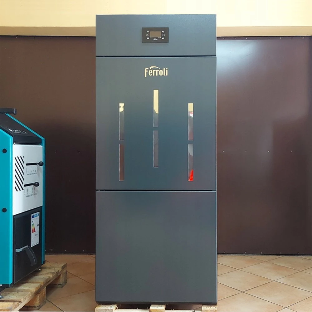 „Ferroli BIOPELLET PRO 24“ granulinis katilas, kurio galios diapazonas yra 7,5–24,00 kW. FERROLI