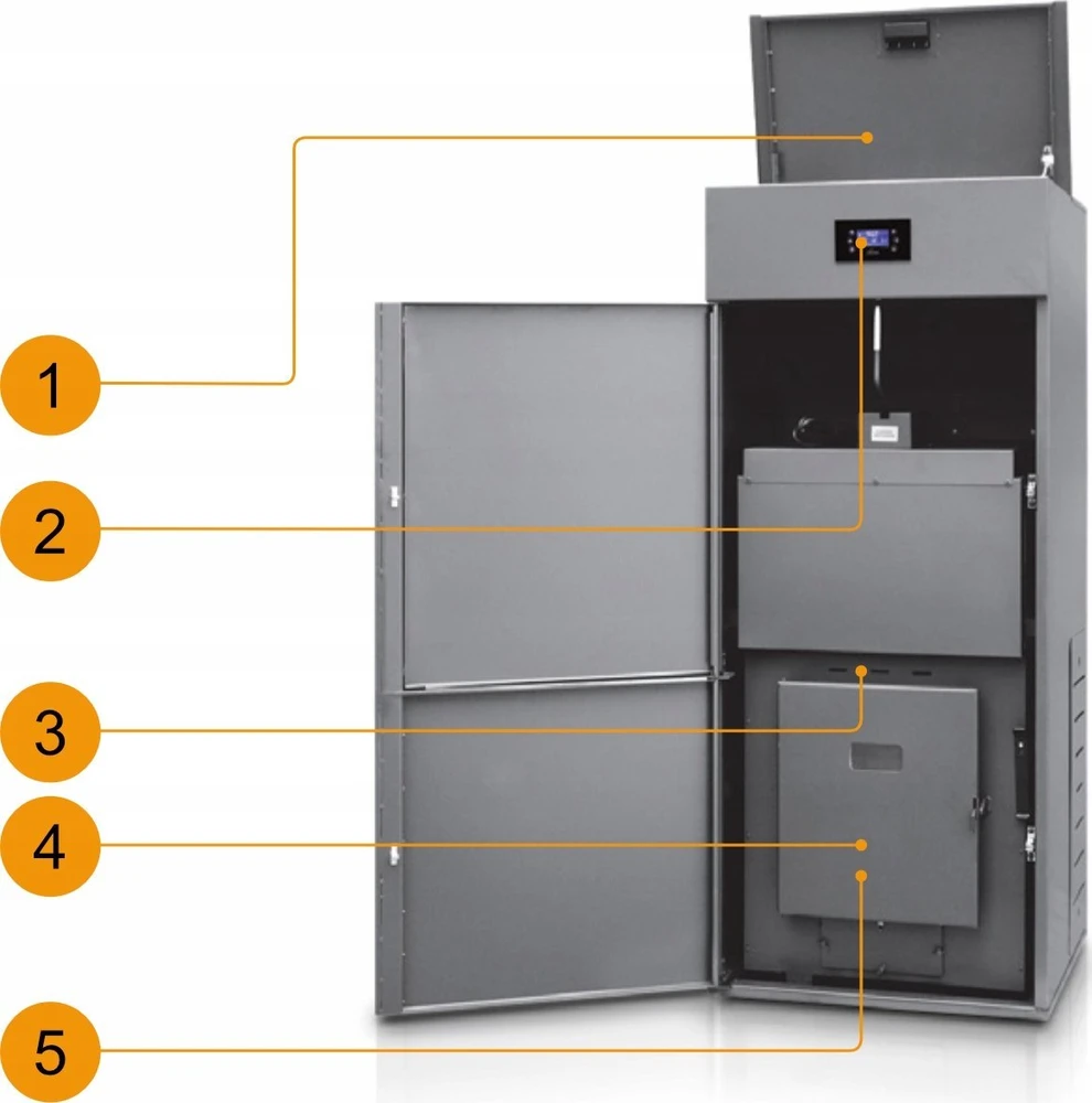 „Ferroli BIOPELLET PRO 24“ granulinis katilas, kurio galios diapazonas yra 7,5–24,00 kW. FERROLI
