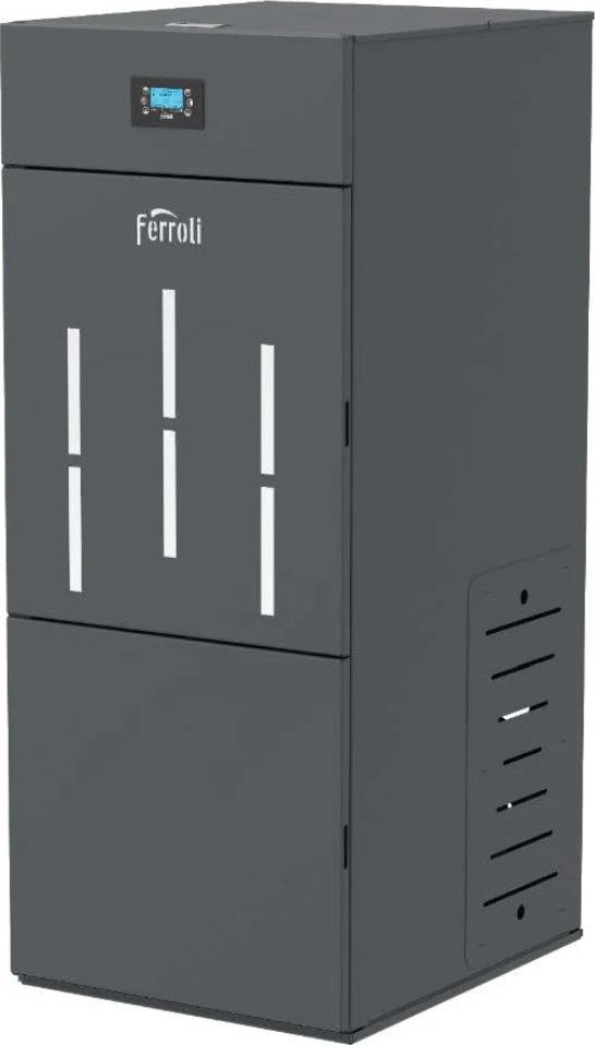 „Ferroli BIOPELLET PRO 24“ granulinis katilas, kurio galios diapazonas yra 7,5–24,00 kW. FERROLI