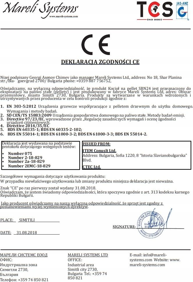 „Ferroli BIOPELLET PRO 24“ granulinis katilas, kurio galios diapazonas yra 7,5–24,00 kW. FERROLI