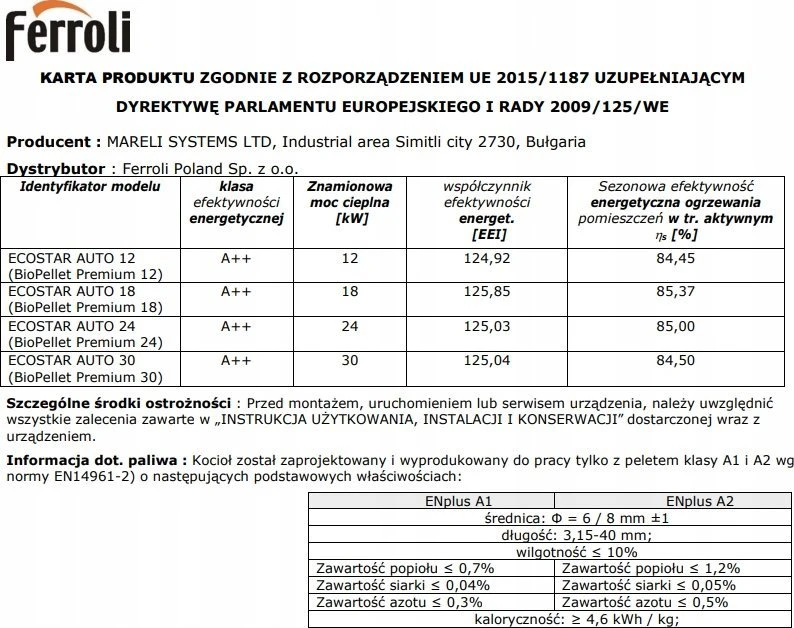 Ferroli BIOPELLET PRO18 GRANULIŲ ANTKLĖ, VANDENS STRUKĖ