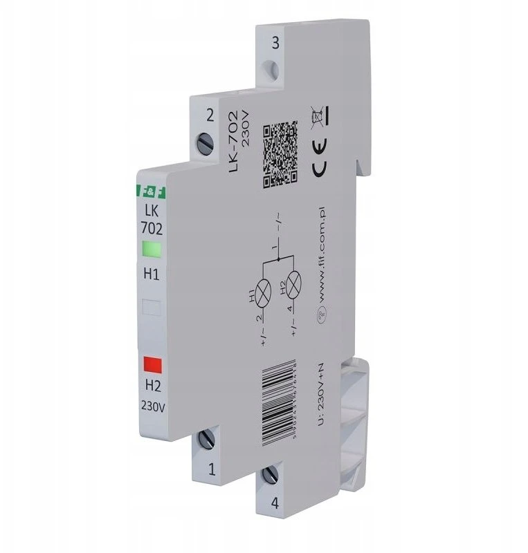 FF Modulinė lempa 1 fazė raudona/žalia LED Slim 1/2 modulis 230V LK-702