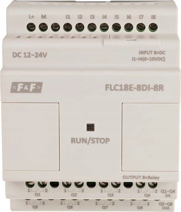 F&F Analoginio skaitmeninio įvesties/išvesties išplėtimo modulis 8 DI 4AI 12-24V DC FLC18E-8DI-8R