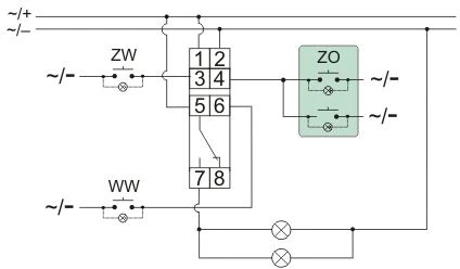 F&F impulsų grupės relė 24VAC/DC 16A, skirta TH35 bėgiui - BIS-412 24V