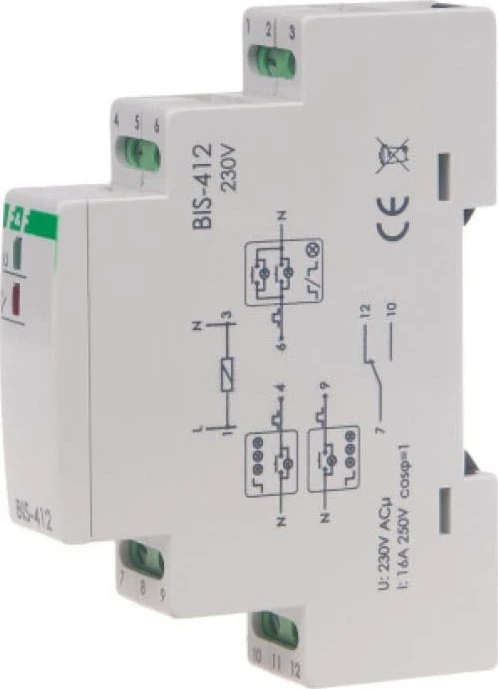 F&F Bistabili relė 1P 16A 230V kintamosios srovės grupė su atmintimi BIS-412M