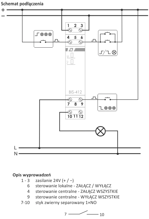 F&F BIS-412-LED PRZEK.BISTAB. GRUPOWY INRUSH