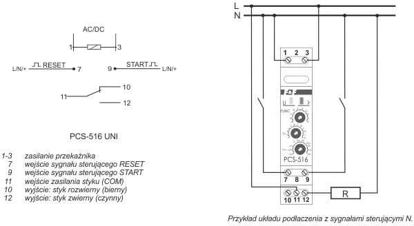 F&F PCS-516UNI laiko keitiklis 12-264VAC/DC, 10A, TH35
