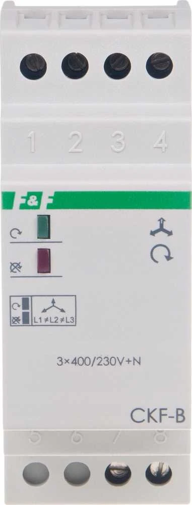 F&F Fazių sekos ir fazių gedimo relė CKF-BR-TRMS 10A 1NO/NC, 4 s uždelsimas, asimetrija, 40–80 V, tikra RMS, skirta DIN bėgeliui