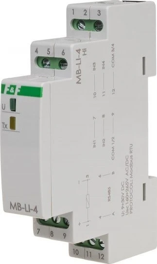 F&F Impulsų skaitiklis su MODBUS RTU MAX-MB-LI-4LO išėjimu