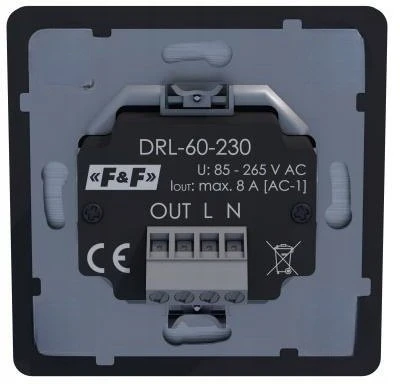 F&F Juodas LAZERINIS JUTIKLIS 230V DRL-60-230-9