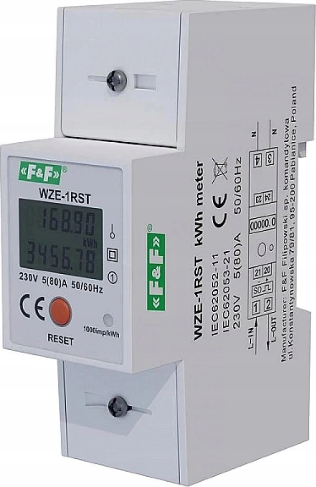 F&F ENERGIJOS SKAITIS 1F 45A ATSTATYMAS WZE-1RST