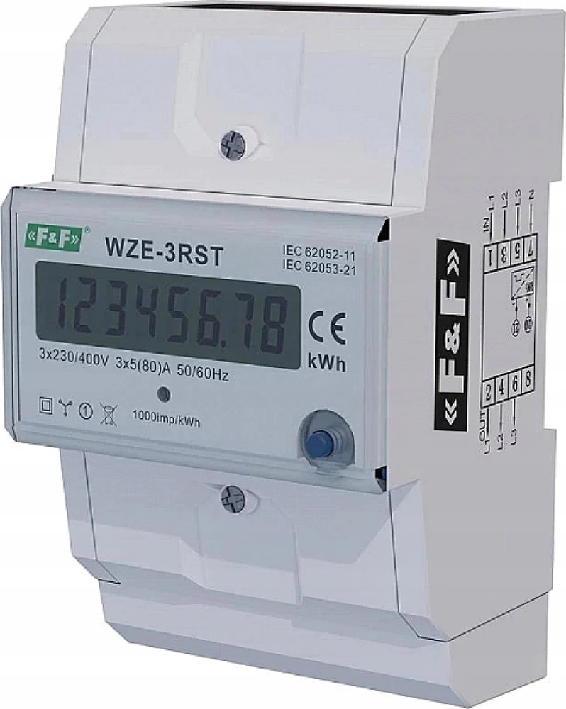 F&F ENERGIJOS SKAITIS 3F 80A ATSTATYMAS WZE-3RST
