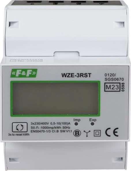 F&F ENERGIJOS SKAITIS 3F 80A ATSTATYMAS WZE-3RST