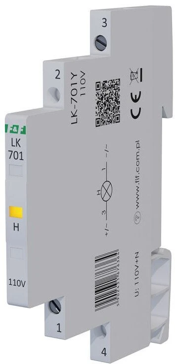 FF Modulinis 1 fazės šviestuvas geltona 110V AC 1/2 modulio LK-701Y-110