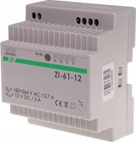 F&F Perjungimo maitinimo šaltinis 60W, Uin 185-265V AC, Uout 12V DC - ZI-61-12V