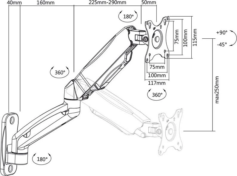 Fiber Mounts Laikiklis ścienny na monitorius 15" - 43" (FM31)