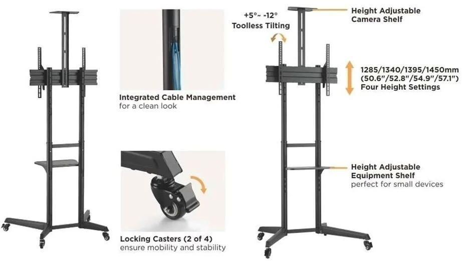 Laikiklis Fiber Mounts Šviesolaidinio ryšio laikikliai TV staliukui su lentynomis (Lutar-2)
