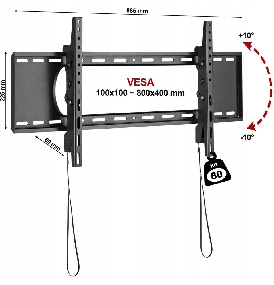Fiber Novelty C5T – itin plokščias tvirtas pakreipiamas laikiklis LCD LED televizoriams 45"–90",