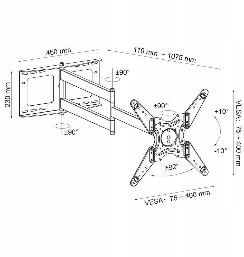 Laikiklis Fiber Mount Fiber Novelty Longo 100 - Labai ilga sukamoji rankena, skirta LCD televizoriams 26" - 55", PIVOT