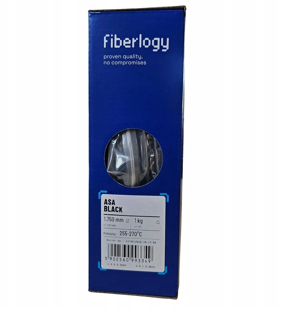 3D plastikas ASA juodas 1kg Fiberlogy