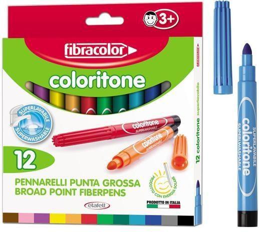 Coloritone markeriai 4 mm 12 spalvų Fibracolor