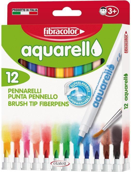 "Aquarello" vandens žymekliai 12 spalvų Fibracolor