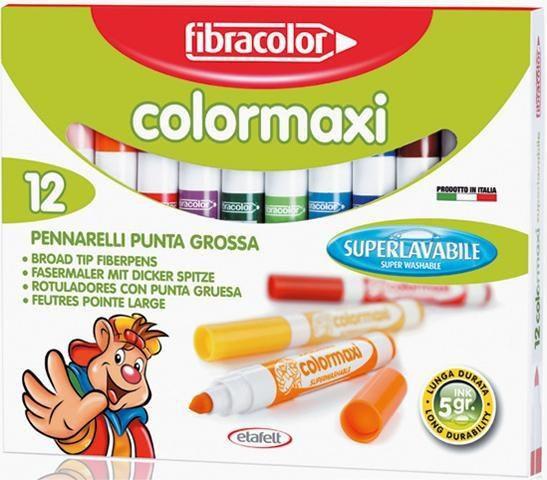 Colormaxi markeriai 12 spalvų Fibracolor