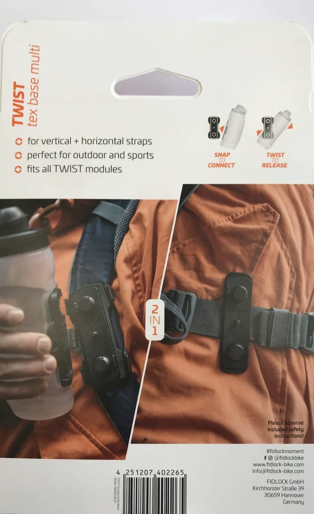 Gertuvės laikiklis ant kuprinės Fidlock TWIST tex base Multi