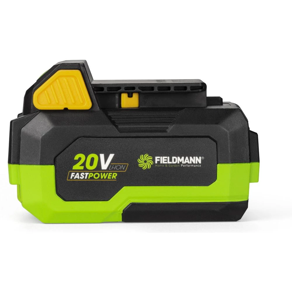 Fieldmann 20V akumuliatorius su geltonu fiksavimo mygtuku