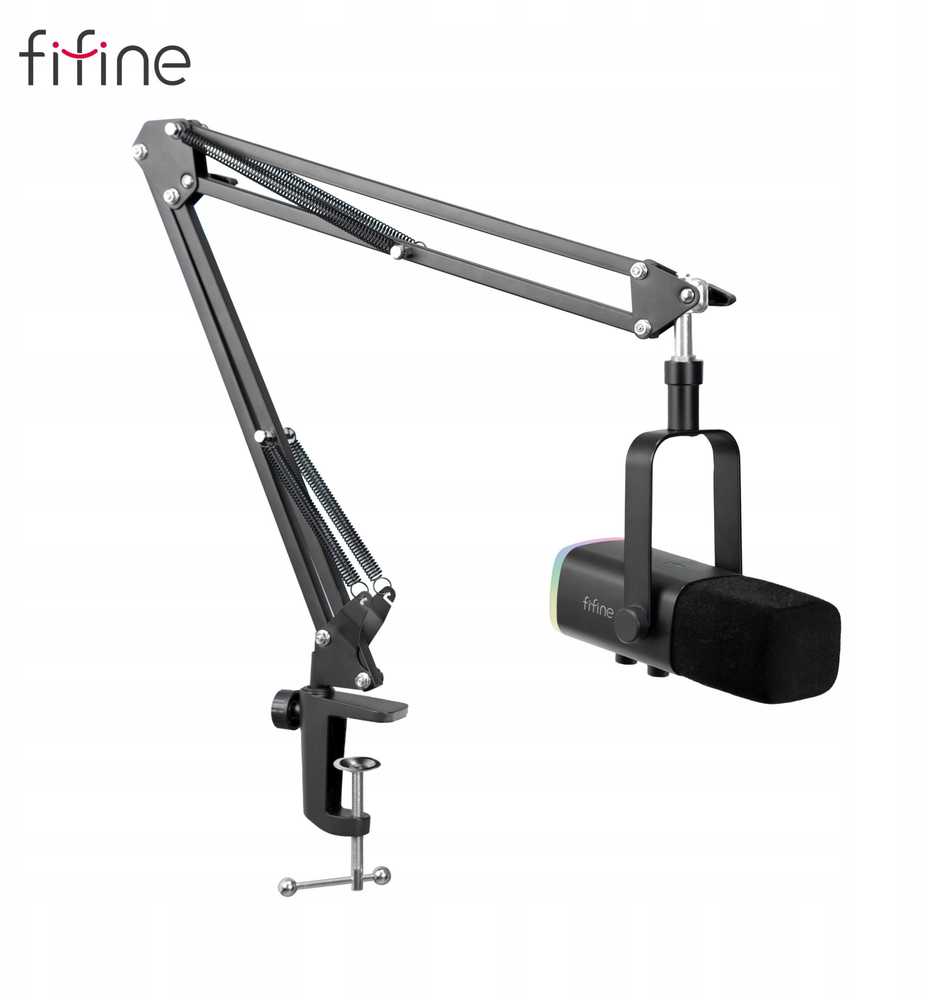 Fifine AM8T AMPLIGAME USB/XLR RGB mikrofon dynamiczny studyjny ze statywem juoda