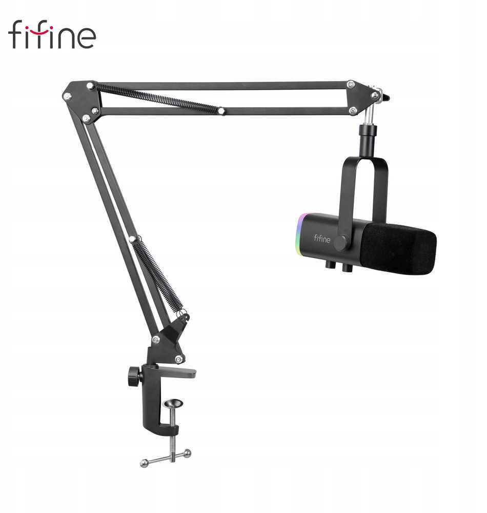 Fifine AM8T AMPLIGAME USB/XLR RGB mikrofon dynamiczny studyjny ze statywem juoda