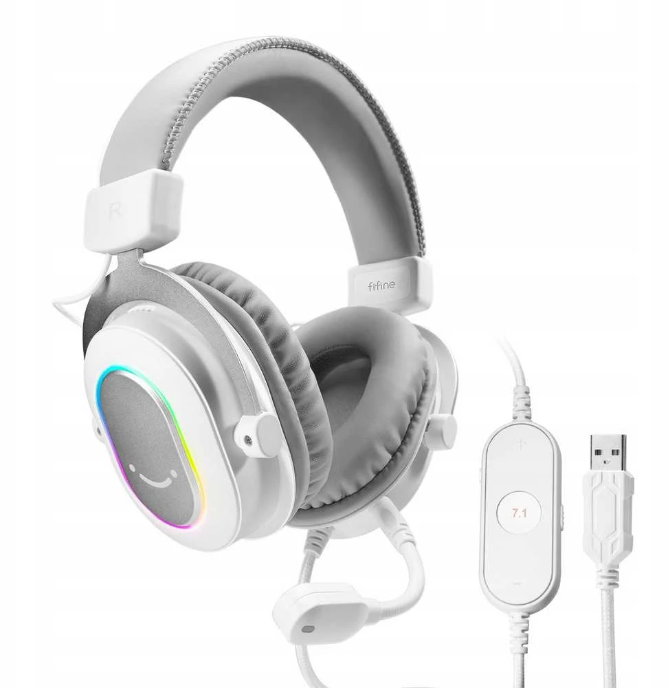 Ausinės Fifine Ausinės studijinės su lankeliu ant galvos FIFINE H6W AmpliGame RGB dźwięk przestrzenny 7.1