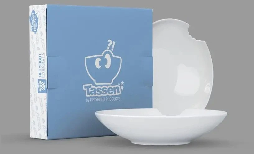 Fiftyeight Products PENKIASDEŠIMT AŠTUONIOS 2 mažos gilios lėkštės su įkandimu Ø 18 cm baltos