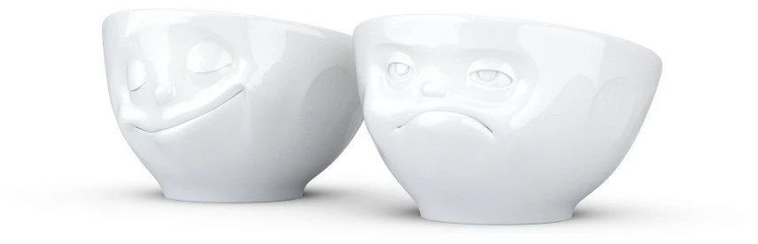 Usorteret Fiftyeight Products „FIFTYEIGHT“ kiaušinių puodelių rinkinys Nr. 3 – „Happy & Hmpff“ – baltas