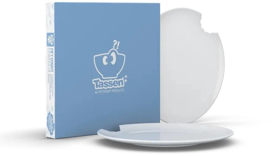 Usorteret Fiftyeight Products PENKIASDEŠIMT AŠTUONIOS 2 torto lėkštės su įkandimu Ø 20 cm baltos