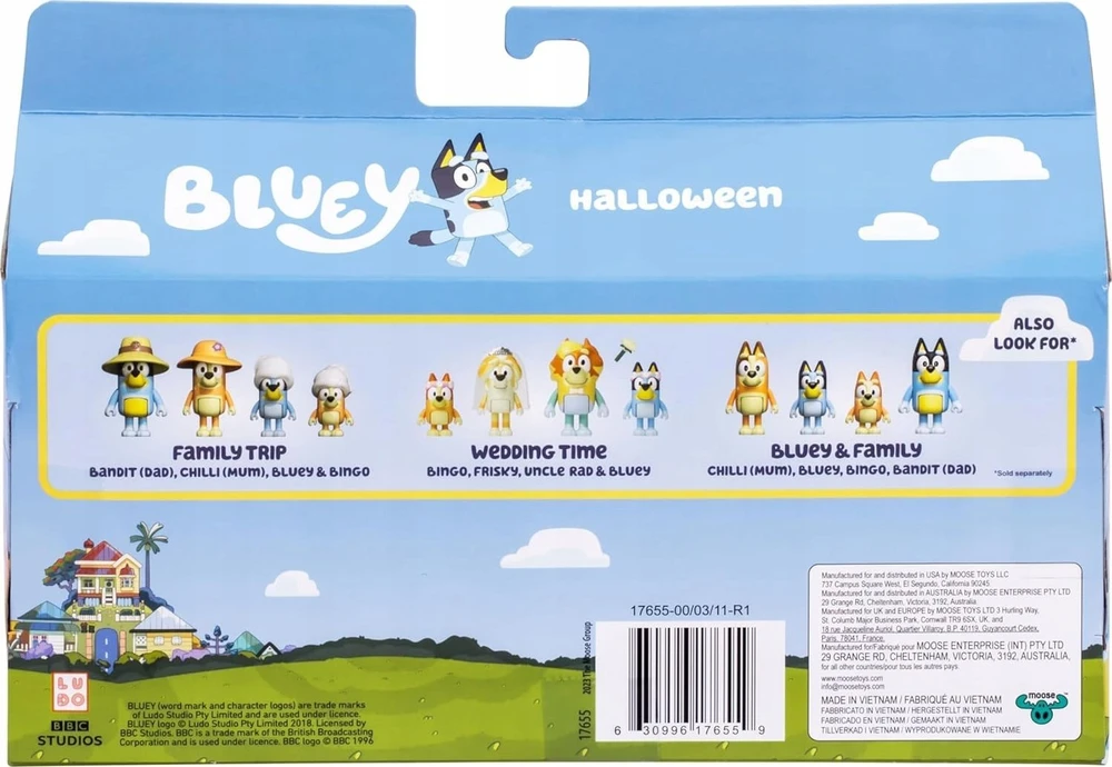 Bluey - 4 figūrėlių rinkinys - Helovinas (90266)