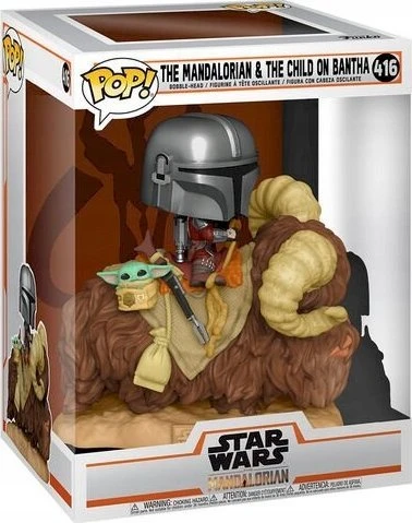 Figūrėlė Funko Pop Deluxe Star Wars - Mando on Bantha with Child in Bag Toy Figure (17.1 cm)
