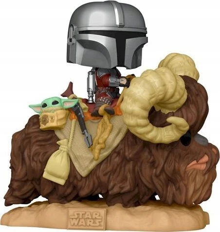 Figūrėlė Funko Pop Deluxe Star Wars - Mando on Bantha with Child in Bag Toy Figure (17.1 cm)